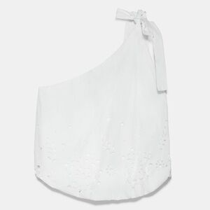 Zara Cutwork One Shoulder 100% Cotton Top